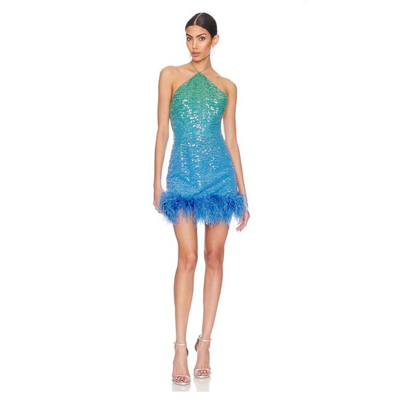 Sau Lee Jewel Dress in Green Blue Ombre - Picture 1 of 11